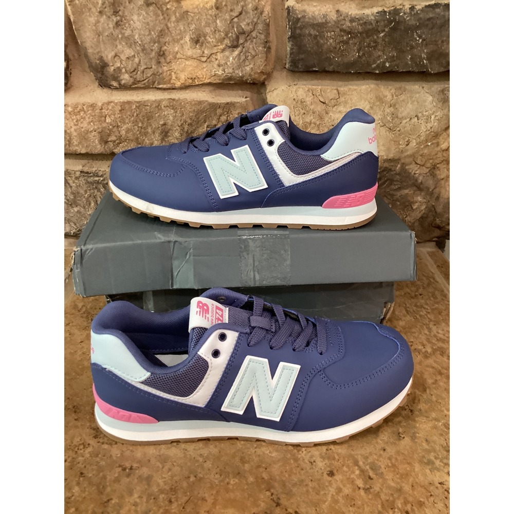 New Balance 574 Kids Blue Pink Sneakers GC574NJ Size US 7 Big Kids